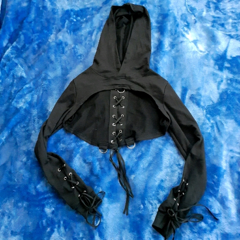 Gothic corset cropped hoodie
